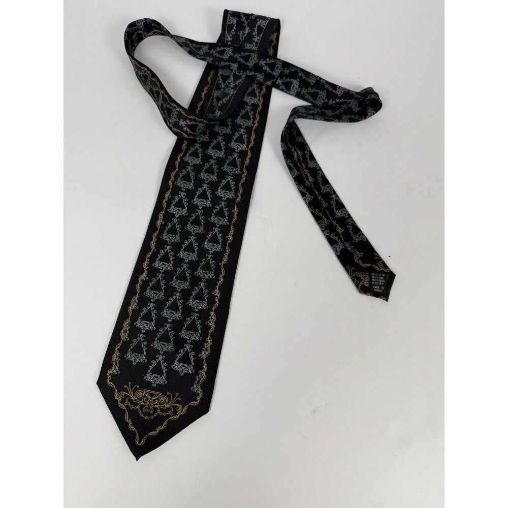 DiMoggio Mens Geometric Rare Print 100% Silk NeckTie Made in Korea Pre-owned
